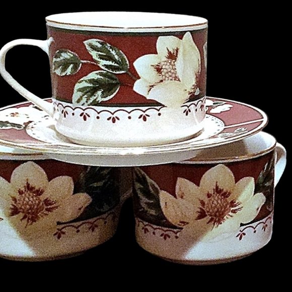 Coffee Cup Saucer Set, Gibson Housewares, Cottage Kitchen, Farmhouse Kitchen - Picture 3 of 9